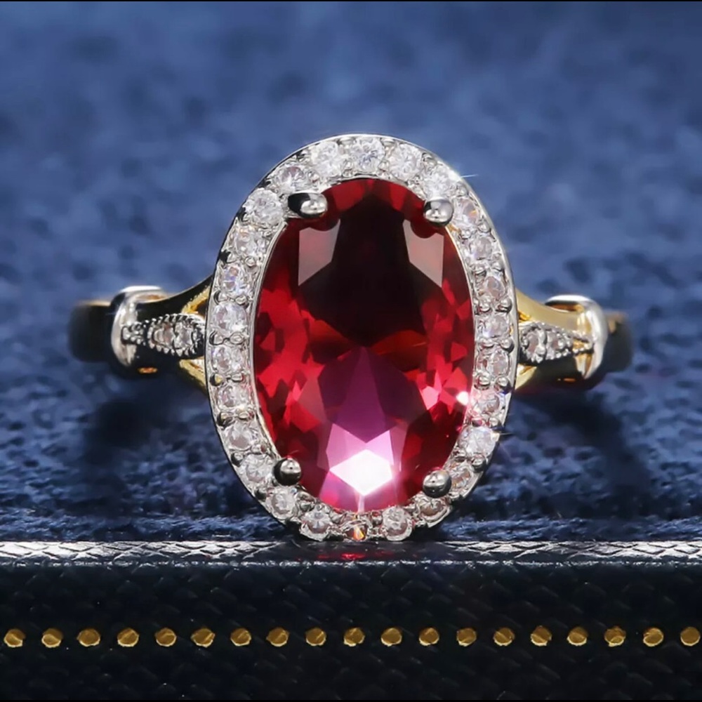 18kt Gold Plated Ruby Ring - Picture 4 of 10